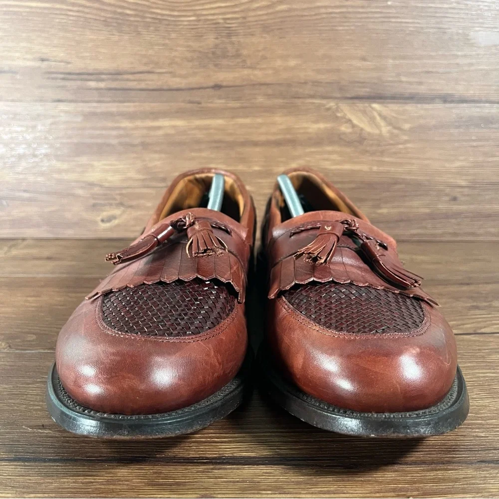 Allen Edmonds Brown Woven Leather Tassel Loafers